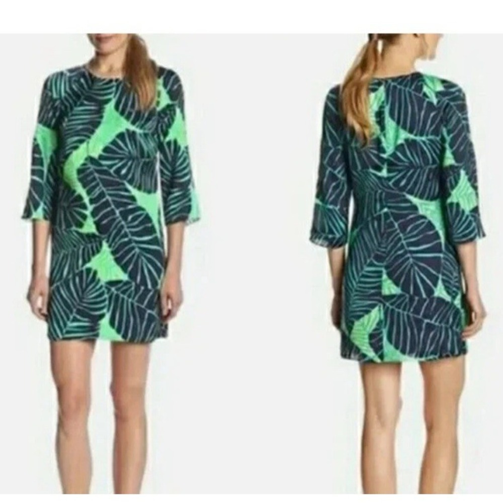 Lilly Pulitzer Carol Under the Palms Green Leaves‎ Shift Dress Sz8 Resort Lined